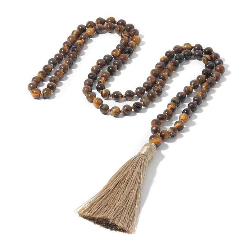 Mala Tibétain Oeil de Tigre - Collier Pierre Naturelle - Yogazen