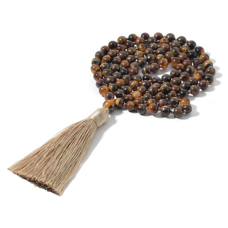 Mala Tibétain Oeil de Tigre - Collier Pierre Naturelle - Yogazen