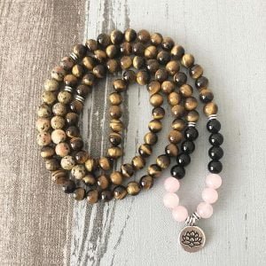 Collier Mala en Pierre Semi Précieuse - Collier Jaspe - Yogazen