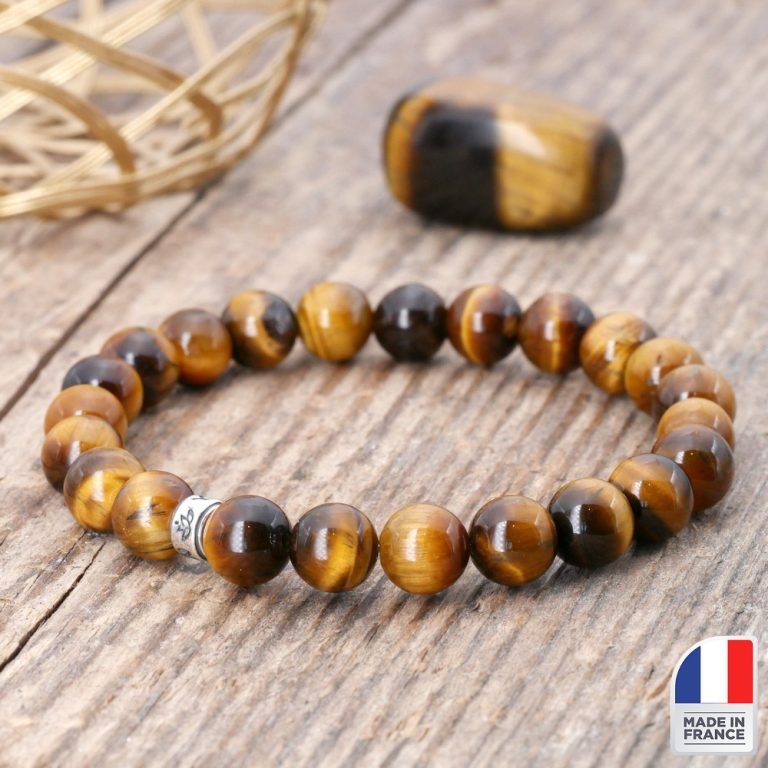 Bracelet Howlite & Oeil-de-tigre - Pierres naturelles - 8 mm