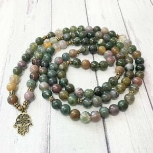 Collier Mala Tibétain en Agate Indienne - Bracelet Pierre Naturelle - Yogazen