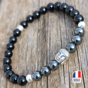 Bracelet Bouddha Hématite et Tourmaline Noire - Bijoux Artisanaux Pierres Naturelles - Yogazen