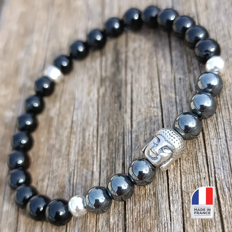 Bracelet Bouddha Hématite et Tourmaline Noire - Bijoux Artisanaux Pierres Naturelles - Yogazen