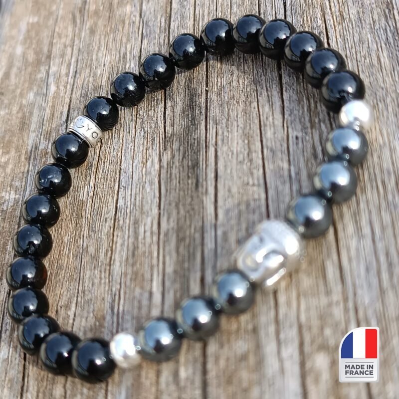Bracelet Bouddha Hématite et Tourmaline Noire - Bijoux Artisanaux Pierres Naturelles - Yogazen