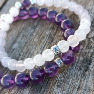 Bracelet Duo Améthyste et Quartz Rose - Bijoux Artisanaux Pierres Naturelles - Yogazen