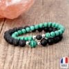 Bracelet Duo Pierre de Lave et Malachite - Bijoux Artisanaux Pierres Naturelles - Yogazen