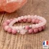 Bracelet Duo Rhodonite et Quartz Rose - Bijoux Artisanaux Pierres Naturelles - Yogazen