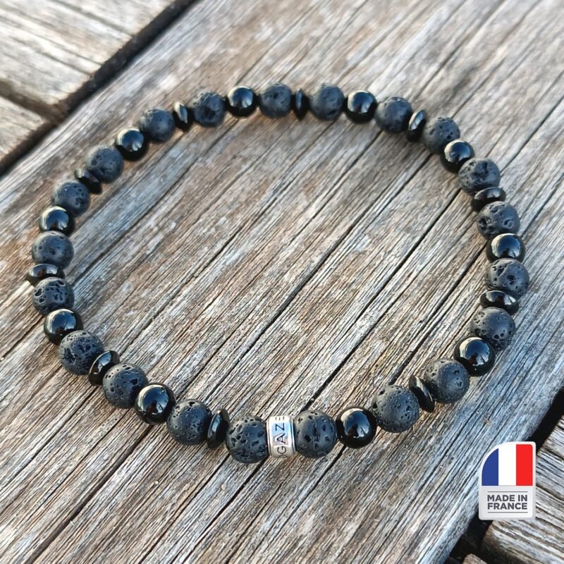 Bracelet Tourmaline Noire et Pierre de Lave - Bijoux Artisanaux Pierres Naturelles - Yogazen