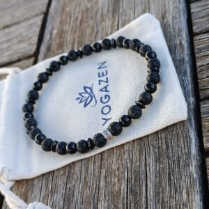 Bracelet Tourmaline Noire et Pierre de Lave - Bijoux Artisanaux Pierres Naturelles - Yogazen