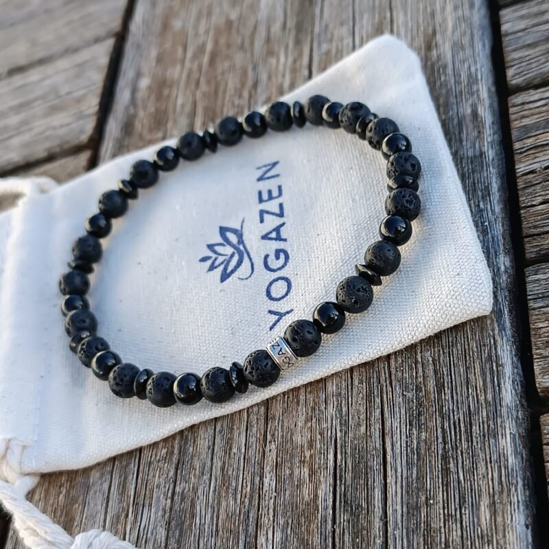Bracelet Tourmaline Noire et Pierre de Lave - Bijoux Artisanaux Pierres Naturelles - Yogazen