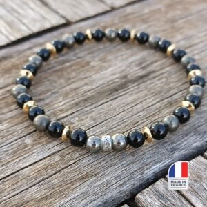 Bracelet Tourmaline Noire et Pyrite - Bijoux Artisanaux Pierres Naturelles - Yogazen