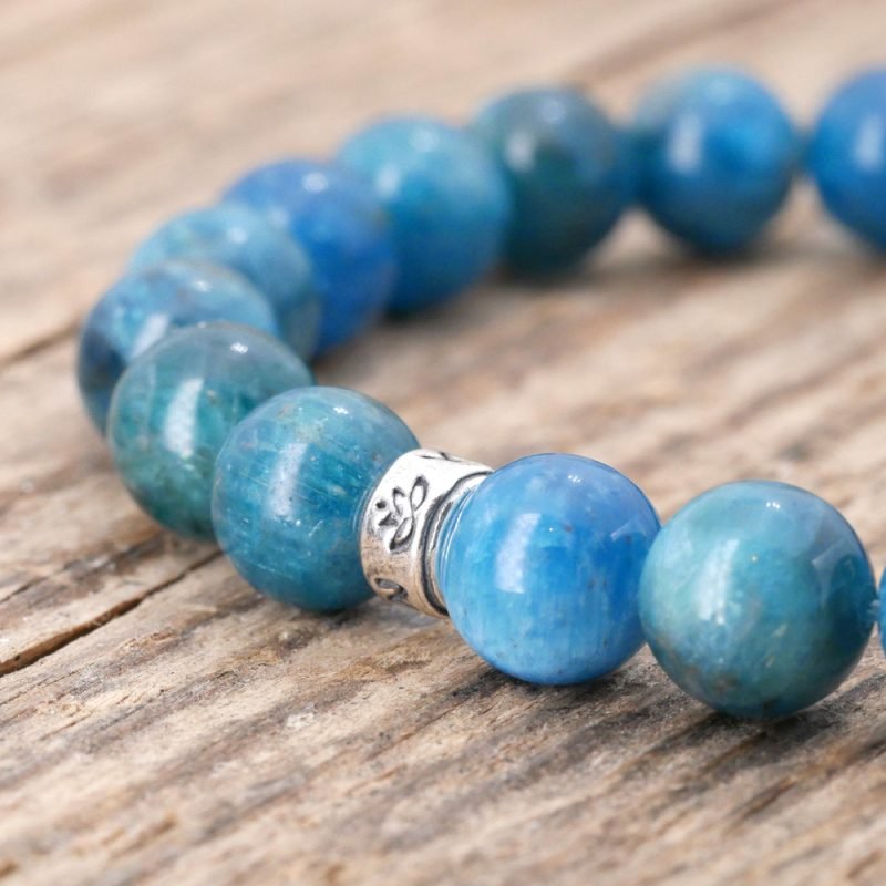 Bracelet Apatite Bleue AAA - Fabriqué en France - Bijoux Artisanaux Pierres Naturelles - Yogazen