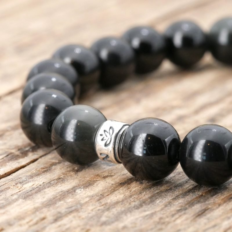 Bracelet Obsidienne Noire AAA - Fabriqué en France - Bijoux Artisanaux Pierres Naturelles - Yogazen
