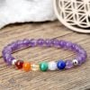 Bracelet 7 Chakras Améthyste - Bijoux Artisanaux Pierres Naturelles - Yogazen
