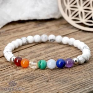 Bracelet 7 Chakras Howlite - Bijoux Artisanaux Pierres Naturelles - Yogazen