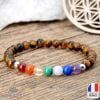 Bracelet 7 Chakras Oeil de Tigre - Bijoux Artisanaux Pierres Naturelles - Yogazen