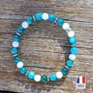Bracelet Apatite Bleue et Aigue Marine - Bijoux Artisanaux Pierres Naturelles - Yogazen