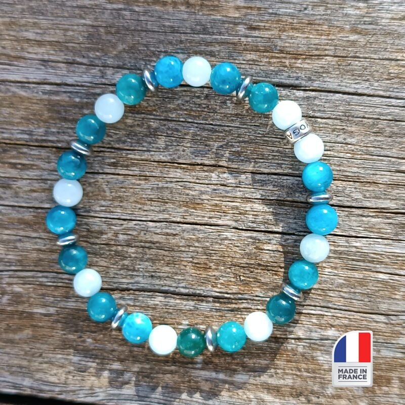 Bracelet Apatite Bleue et Aigue Marine - Bijoux Artisanaux Pierres Naturelles - Yogazen