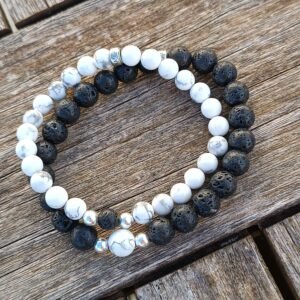 Bracelet Couple Noir et Blanc - Bijoux Artisanaux Pierres Naturelles - Yogazen