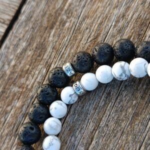 Bracelet Couple Noir et Blanc - Bijoux Artisanaux Pierres Naturelles - Yogazen