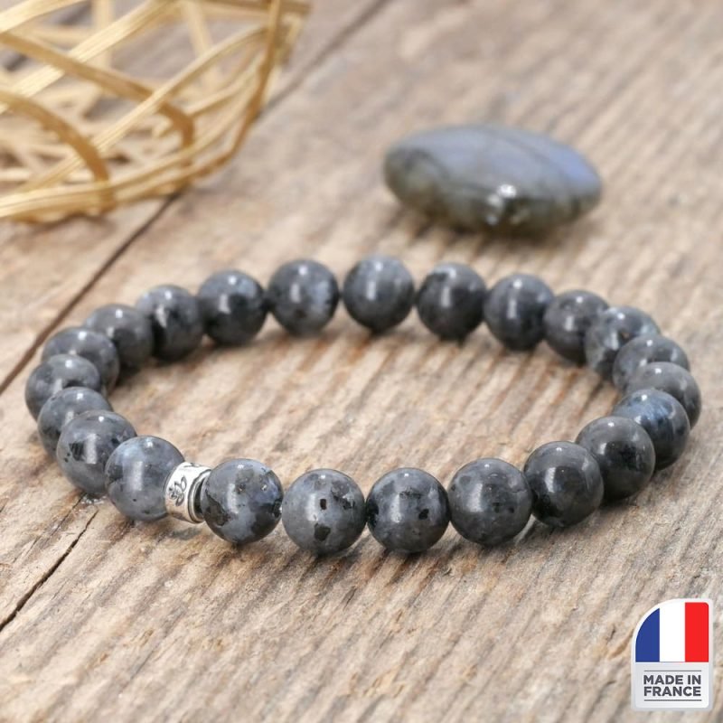 Bracelet en Larvikite 8mm – Made in France - Bijoux Artisanaux Pierres Naturelles - Yogazen