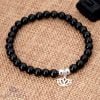 Bracelet Fleur de Lotus Obsidienne Noire - Bijoux Artisanaux Pierres Naturelles - Yogazen