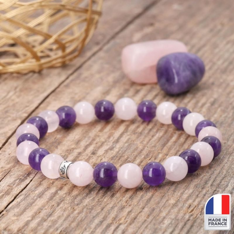 Bracelet Améthyste et Quartz Rose – Made in France - Bijoux Artisanaux Pierres Naturelles - Yogazen