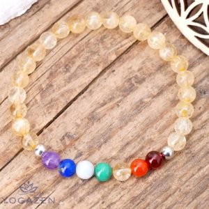 Bracelet 7 Chakras Citrine - Bijoux Artisanaux Pierres Naturelles - Yogazen
