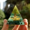 Orgonite Arbre de Vie - Péridot et Malachite - Orgonite Pyramide - Yogazen