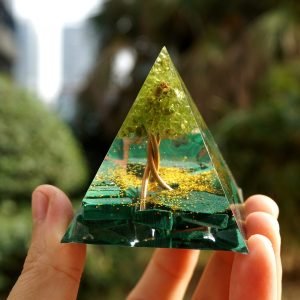 Orgonite Arbre de Vie - Péridot et Malachite - Orgonite Pyramide - Yogazen