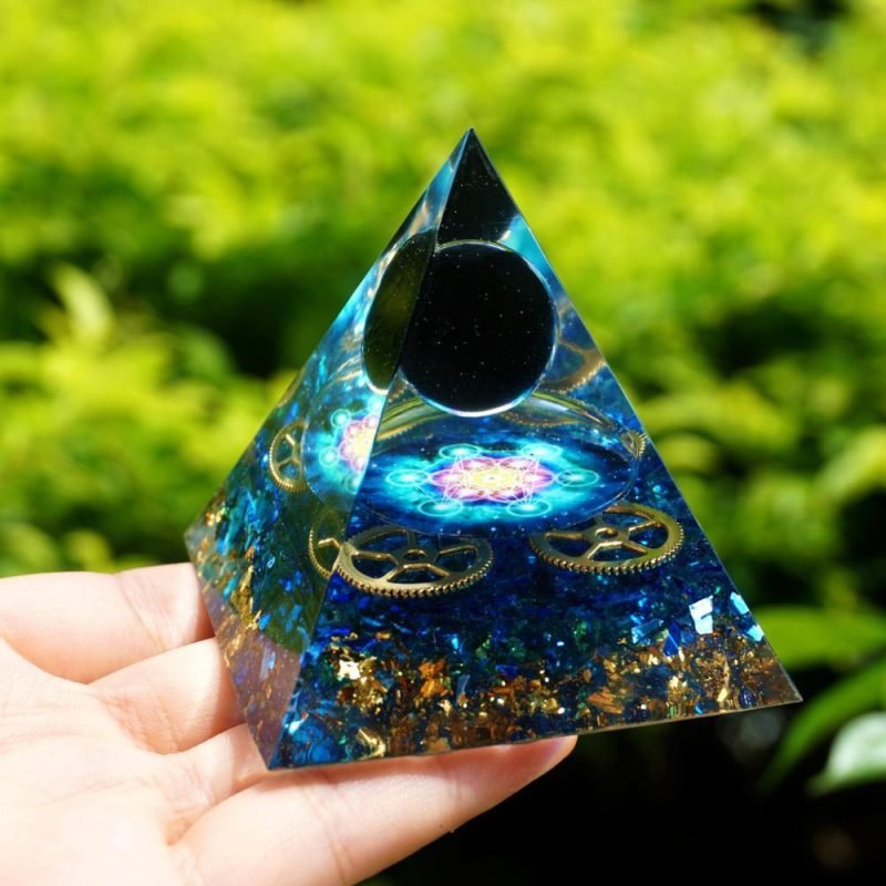 Orgonite Protection Absolue - Obsidienne et Quartz Bleu - Orgonite Pyramide - Yogazen