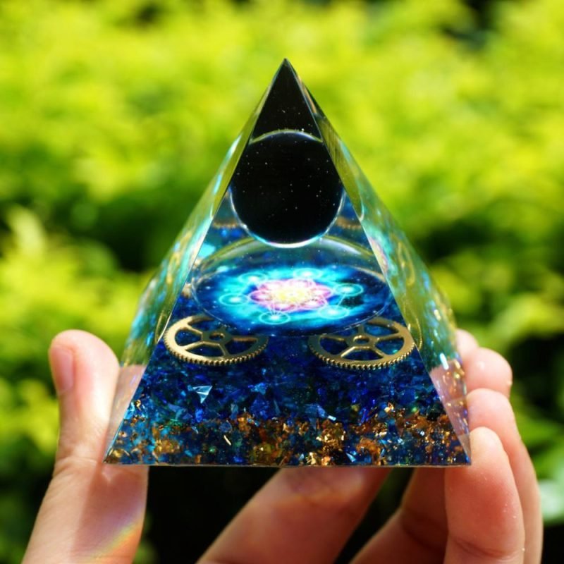 Orgonite Protection Absolue - Obsidienne et Quartz Bleu - Orgonite Pyramide - Yogazen