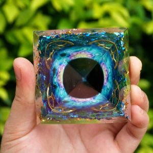 Orgonite Protection Absolue - Obsidienne et Quartz Bleu - Orgonite Pyramide - Yogazen