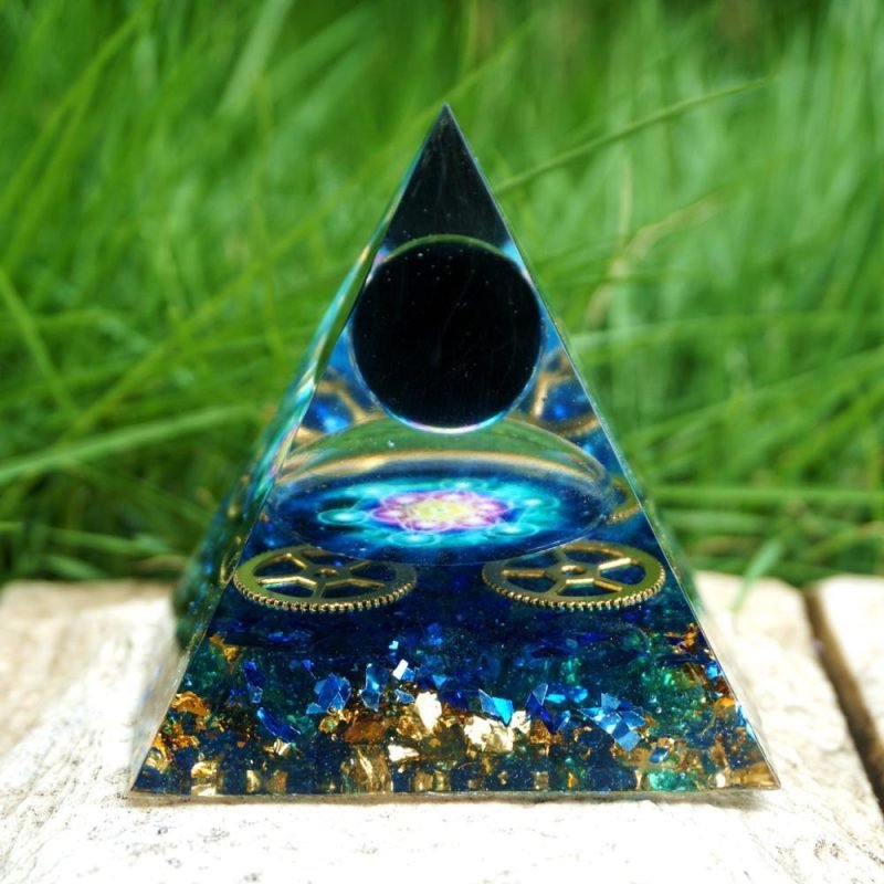 Orgonite Protection Absolue - Obsidienne et Quartz Bleu - Orgonite Pyramide - Yogazen