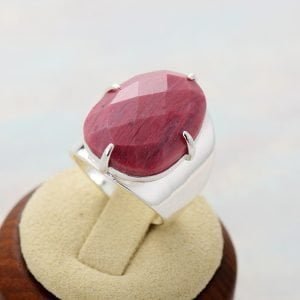 Bague en Pierre de Rhodonite - Bague Pierre Naturelle - Yogazen