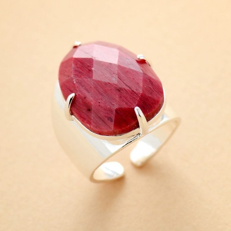 Bague en Pierre de Rhodonite - Bague Pierre Naturelle - Yogazen