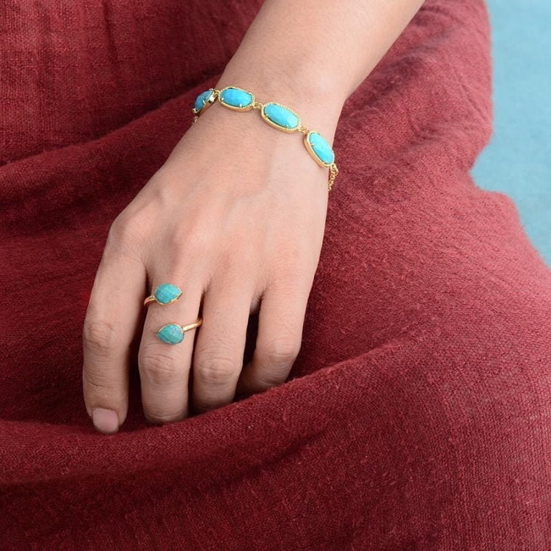 Bague Amazonite Dorée - Bague Amazonite - Yogazen