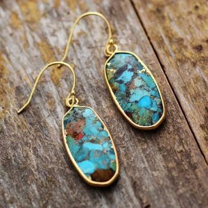 Boucles d'Oreilles en Jaspe Impérial - Boucles d'Oreilles Pierre Naturelle - Yogazen