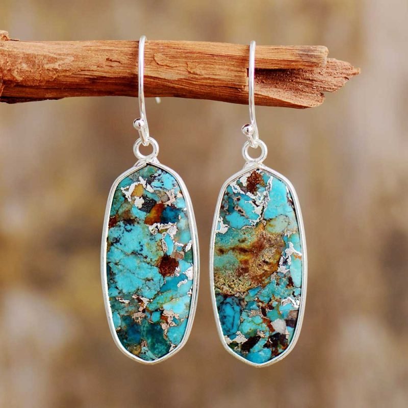 Boucles d'Oreilles en Jaspe Impérial - Boucles d'Oreilles Pierre Naturelle - Yogazen