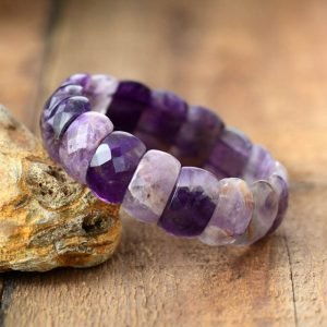 Bracelet Manchette avec Pierre Améthyste - Bracelet Pierre Naturelle - Yogazen