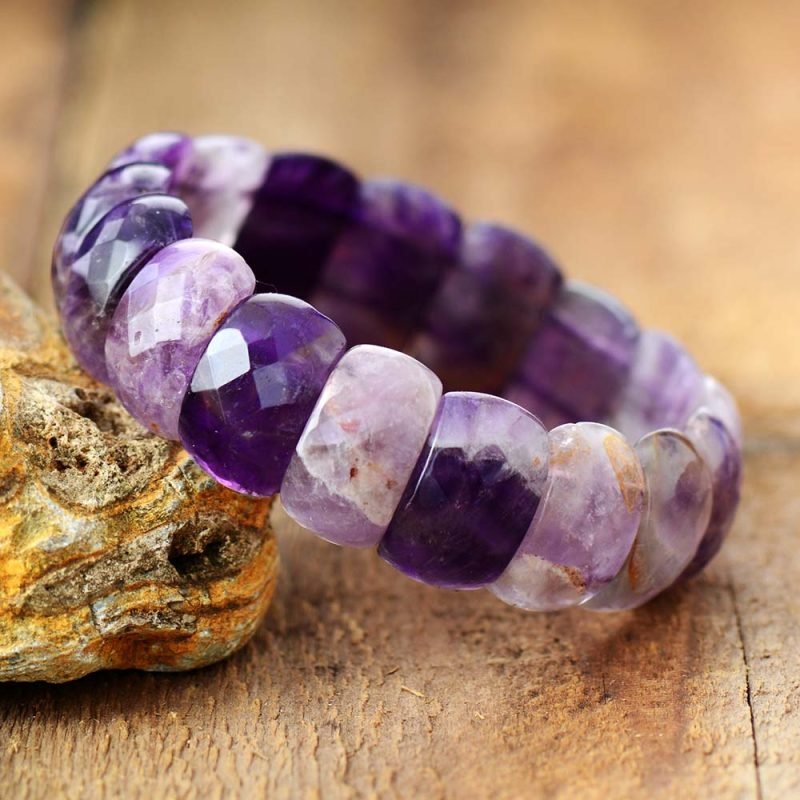 Bracelet Manchette avec Pierre Améthyste - Bracelet Pierre Naturelle - Yogazen