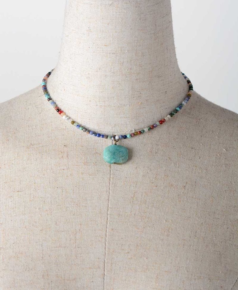 Collier Pierre Amazonite - Ras de Cou - Collier Pierre Naturelle - Yogazen