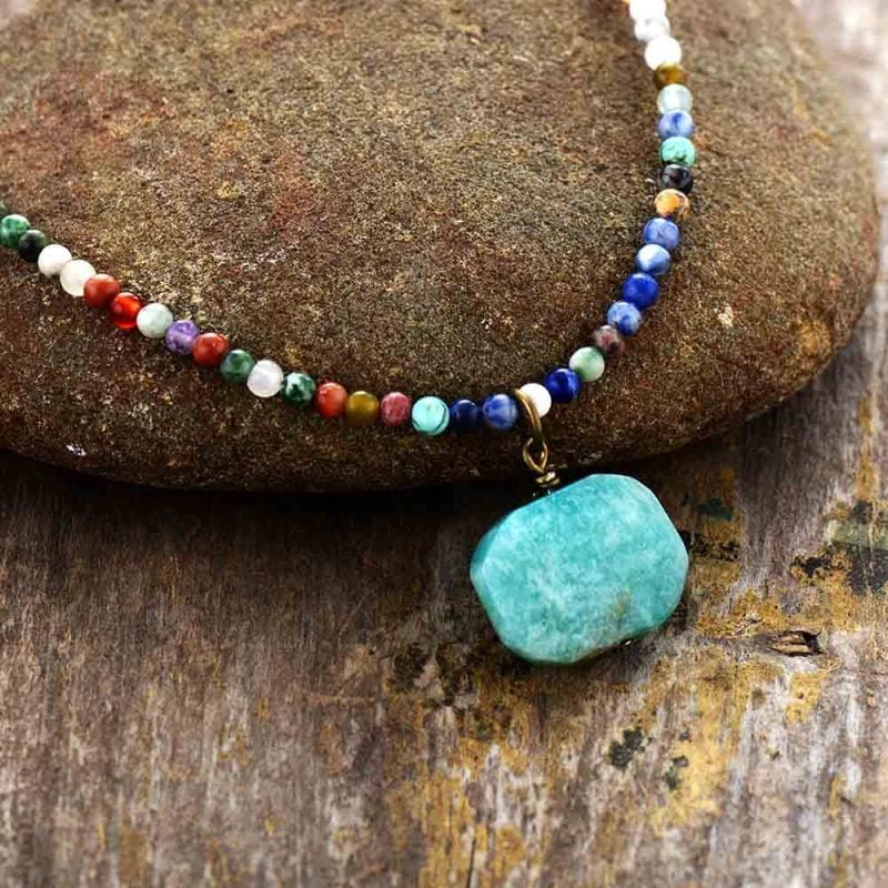 Collier Pierre Amazonite - Ras de Cou - Collier Pierre Naturelle - Yogazen