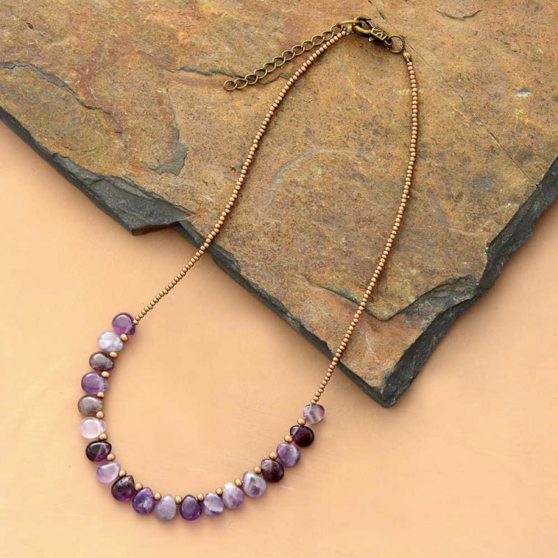 Collier en Améthyste - Goutte d'Eau - Collier Pierre Naturelle - Yogazen