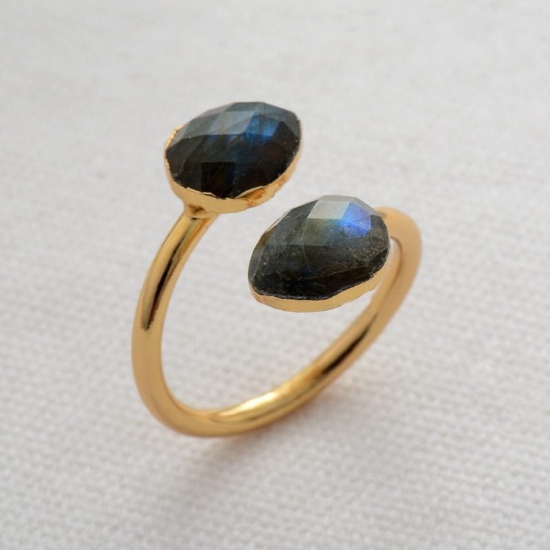 Bague Labradorite Bleue à Facettes - Bague Labradorite - Yogazen