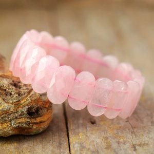 Bracelet Manchette Large en Quartz Rose - Bracelet Pierre Naturelle - Yogazen