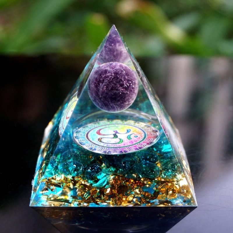 Orgonite en Quartz Bleu et Améthyste - Perspective Optimiste - Orgonite Pyramide - Yogazen