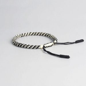 Bracelet Tibétain Tressé - Noir et Blanc - Bracelet Tibétain - Yogazen