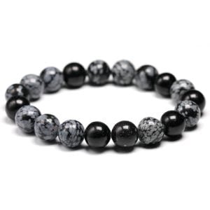 Bracelet en Obsidienne Flocons de Neige - Non classé - Yogazen