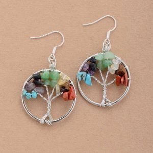 Boucle d'Oreilles Arbre de Vie 7 Chakras - Bijoux Arbre de Vie - Yogazen